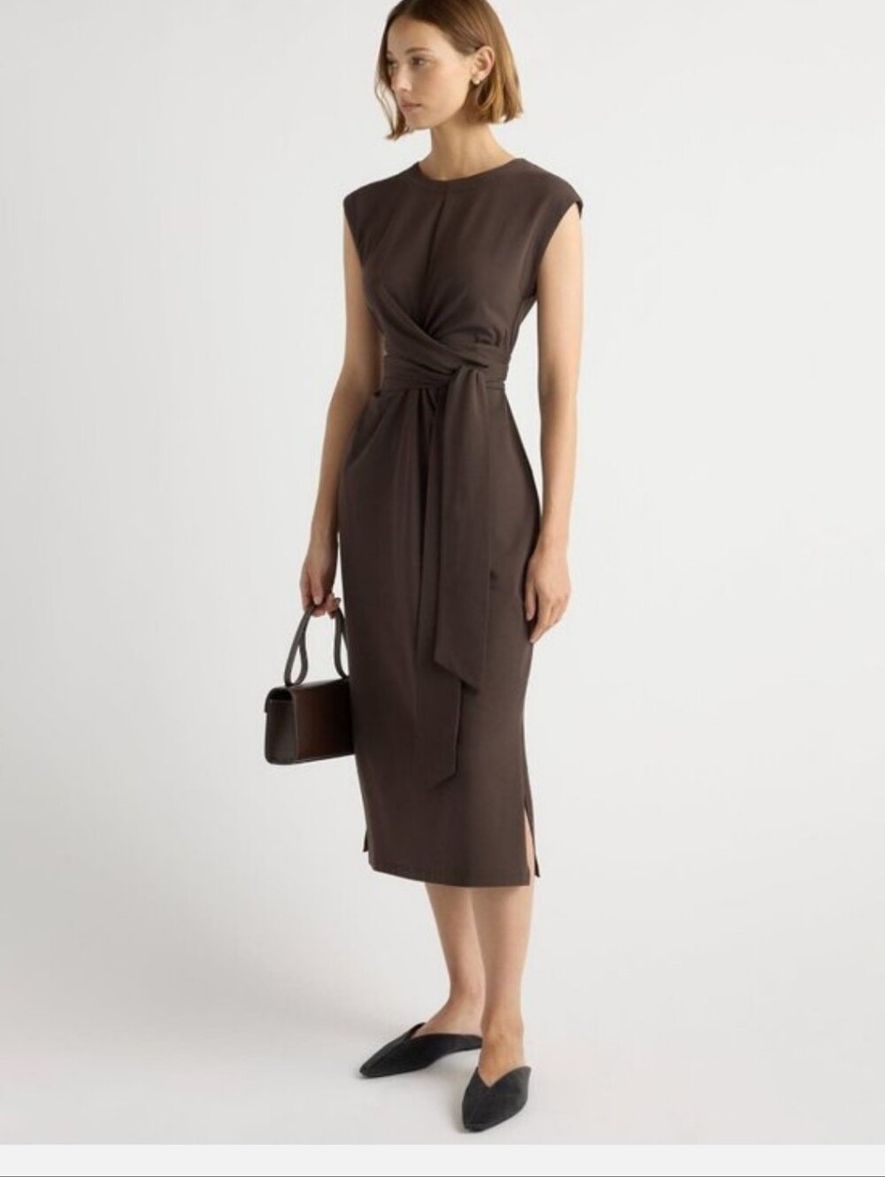 Modern Citizen Fei Tie Front Organic Cotton Dress Green